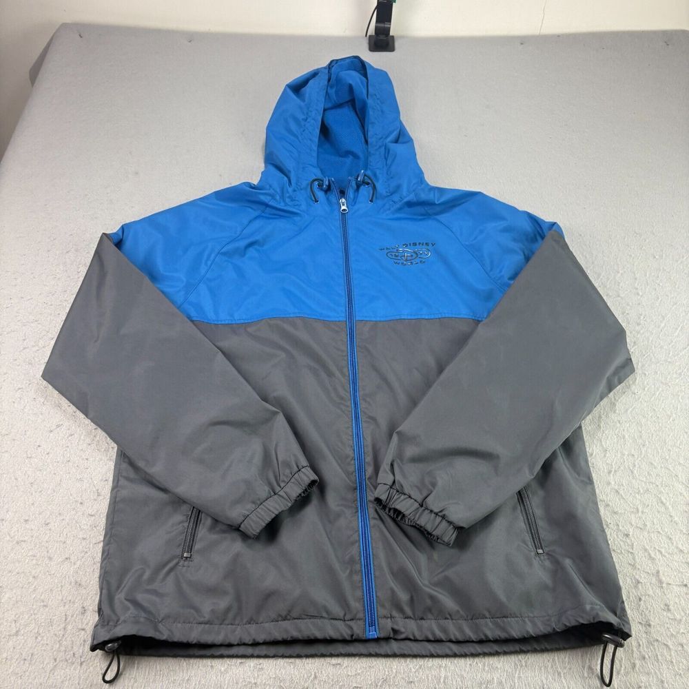 Walt Disney World Parks Jacket Mens Medium Blue Gray Windbreaker Full Zip‎